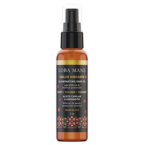 Loba Mane Illuminating Hair Oil for Curly Frizzy Hair  Hair Serum for Dry Damaged Thick Curly Hair  Infused with Buriti Tucuma and Argan Oil for Deep Hydration  Vegan Natural  Organic 2oz